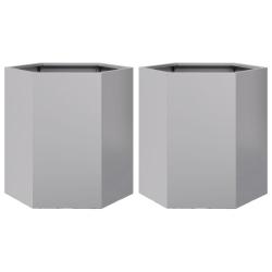 Jardini&egrave;re bac lit sur&eacute;lev&eacute; plantes fleurs jardin terrasses lot de 2 hexagonee 46 x 40 x 45 cm acie