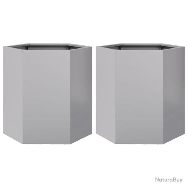 Jardini�re bac lit sur�lev� plantes fleurs jardin terrasses lot de 2 hexagonee 46 x 40 x 45 cm acie