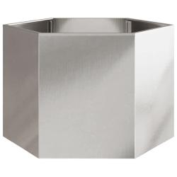 Jardini&egrave;re bac lit sur&eacute;lev&eacute; plantes fleurs terrasse jardin hexagone 69 x 60 x 45 cm acier inoxydabl