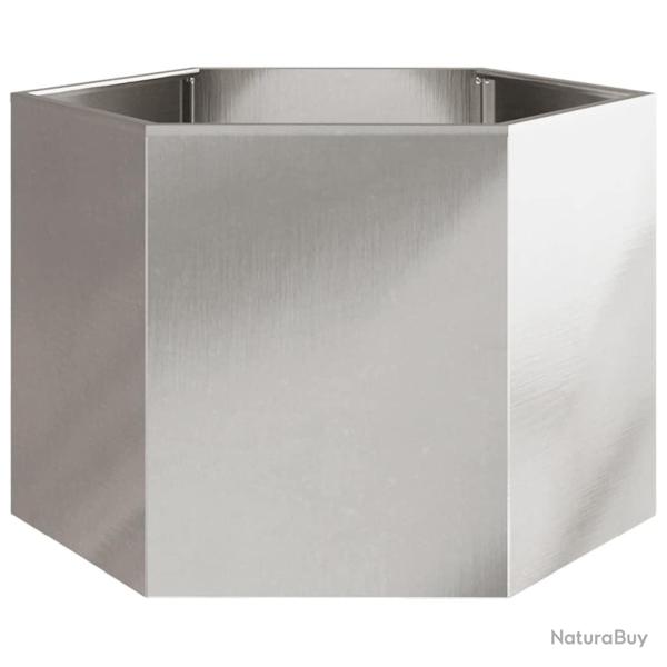 Jardini�re bac lit sur�lev� plantes fleurs terrasse jardin hexagone 69 x 60 x 45 cm acier inoxydabl