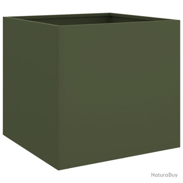 Jardini�re bac lit sur�lev� plantes fleurs terrasse jardin olive 42 x 40 x 39 cm acier vert 02_0038