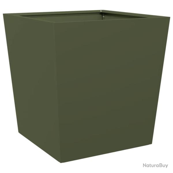 Jardini�re bac lit sur�lev� plantes fleurs terrasse jardin olive 50 x 50 x 50 cm acier vert 02_0038