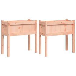 Jardini&egrave;re bac lit sur&eacute;lev&eacute; plantes fleurs jardin terrasses lot de 2 avec pieds bois massif douglas