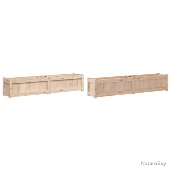 Jardini�re bac lit sur�lev� plantes fleurs jardin terrasses lot de 2 bois de pin massif marron 02_0