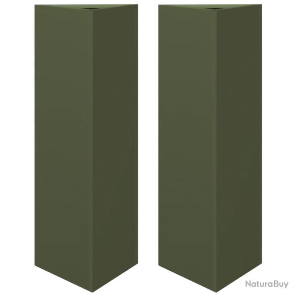 Jardini�re bac lit sur�lev� plantes fleurs jardin terrasses lot de 2 olive triangulaire 30 x 26 x 7