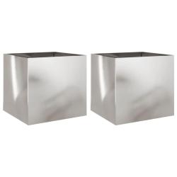 Jardini&egrave;re bac lit sur&eacute;lev&eacute; plantes fleurs jardin terrasses lot de 2 argent&eacute; 42 x 40 x 39 cm acier