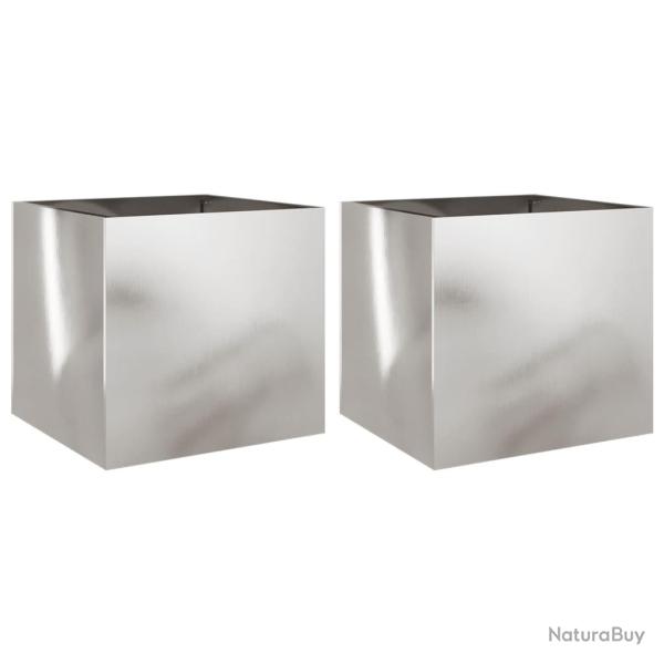 Jardini�re bac lit sur�lev� plantes fleurs jardin terrasses lot de 2 argent� 42 x 40 x 39 cm acier
