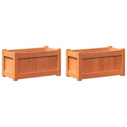 Jardini&egrave;re bac lit sur&eacute;lev&eacute; plantes fleurs jardin terrasses lot de 2 cire bois de pin massif marron