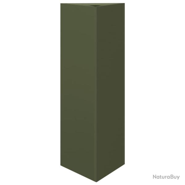 Jardini�re bac lit sur�lev� plantes fleurs terrasse jardin olive triangulaire 30 x 26 x 75 cm acier