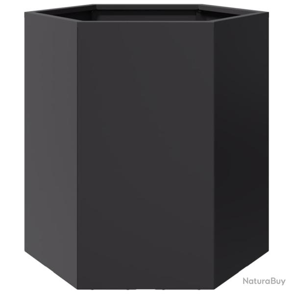 Jardini�re bac lit sur�lev� plantes fleurs terrasse jardin hexagone 46 x 40 x 45 cm acier noir 02_0