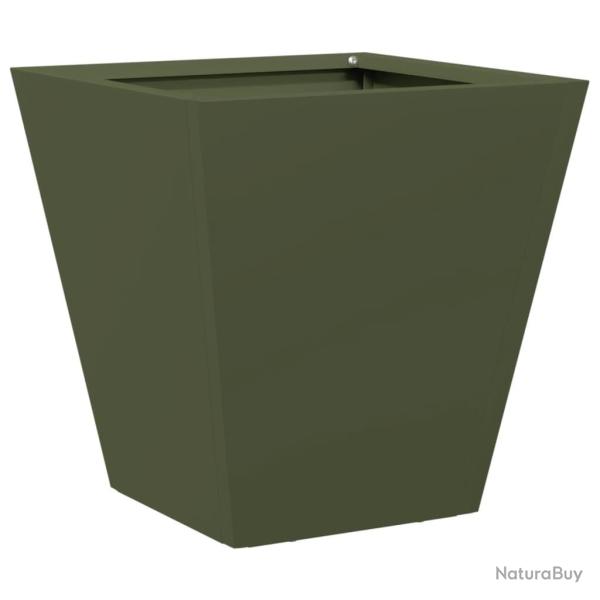 Jardini�re bac lit sur�lev� plantes fleurs terrasse jardin olive 30 x 30 x 30 cm acier vert 02_0038