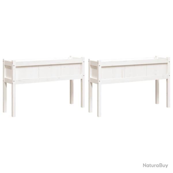 Jardini�re bac lit sur�lev� plantes fleurs jardin terrasses lot de 2 avec pieds bois de pin massif