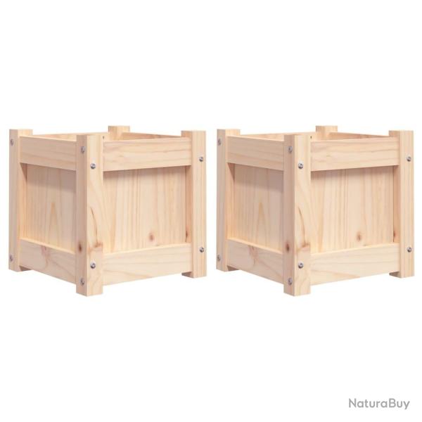 Jardini�re bac lit sur�lev� plantes fleurs jardin terrasses lot de 2 bois de pin massif marron 02_0