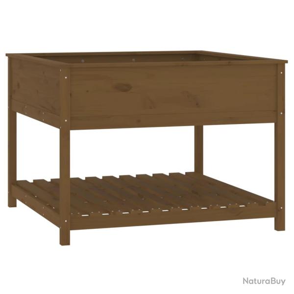 Jardini�re bac lit sur�lev� plantes fleurs terrasse jardin et �tag�re 111,5 x 111,5 x 81 cm bois de