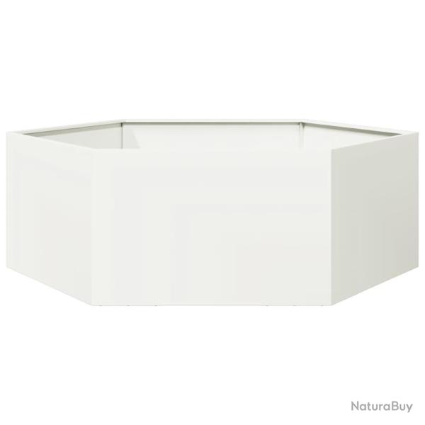 Jardini�re bac lit sur�lev� plantes fleurs terrasse jardin hexagone 138 x 120 x 45 cm acier blanc 0
