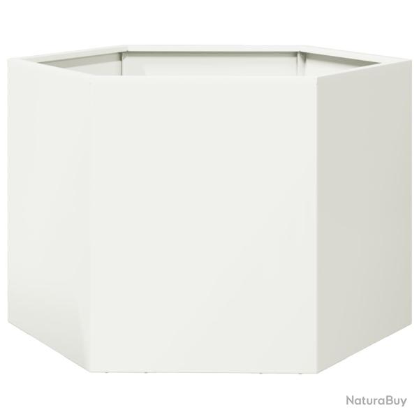 Jardini�re bac lit sur�lev� plantes fleurs terrasse jardin hexagone 69 x 60 x 45 cm acier blanc 02_