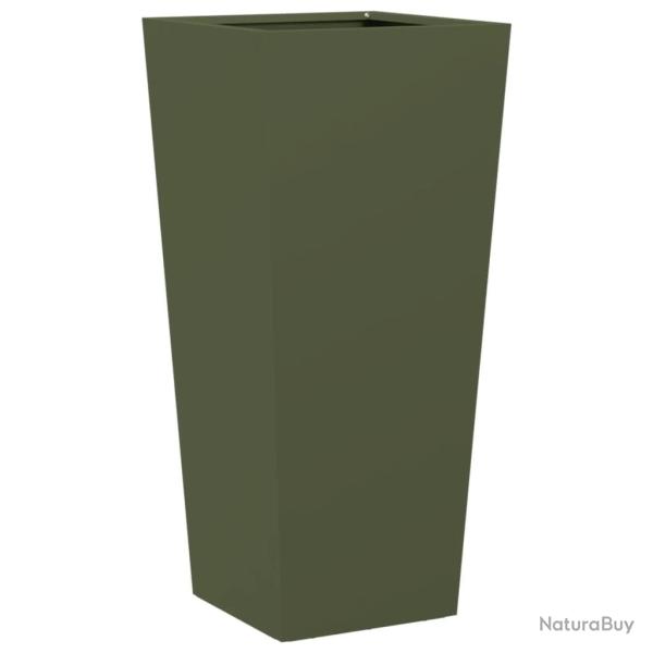 Jardini�re bac lit sur�lev� plantes fleurs terrasse jardin olive 35 x 35 x 75 cm acier vert 02_0038