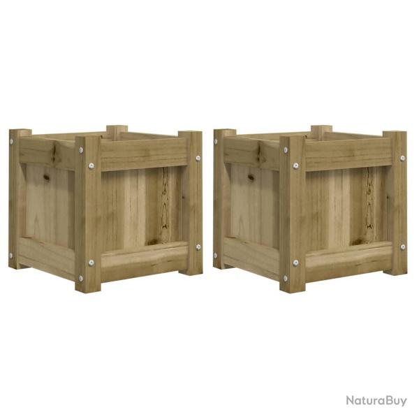 Jardini�re bac lit sur�lev� plantes fleurs jardin terrasses lot de 2 bois de pin impr�gn� marron 02
