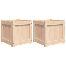 Jardini&egrave;re bac lit sur&eacute;lev&eacute; plantes fleurs jardin terrasses lot de 2 bois de pin massif marron 02_0