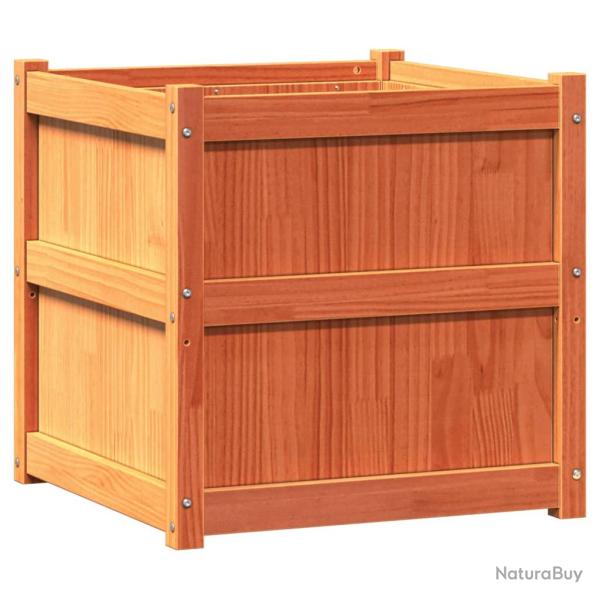 Jardini�re bac lit sur�lev� plantes fleurs jardin terrasses lot de 2 cire bois de pin massif marron