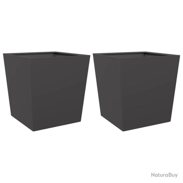 Jardini�re bac lit sur�lev� plantes fleurs jardin terrasses lot de 2 50 x 50 x 50 cm acier noir 02_