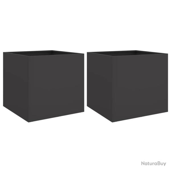 Jardini�re bac lit sur�lev� plantes fleurs jardin terrasses lot de 2 49 x 47 x 46 cm acier noir 02_