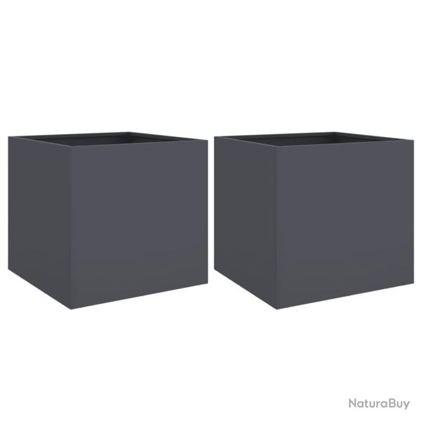 Jardini�re bac lit sur�lev� plantes fleurs jardin terrasses lot de 2 49 x 47 x 46 cm acier anthraci