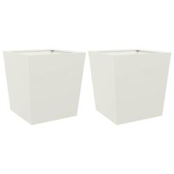 Jardini&egrave;re bac lit sur&eacute;lev&eacute; plantes fleurs jardin terrasses lot de 2 50 x 50 x 50 cm acier blanc 02