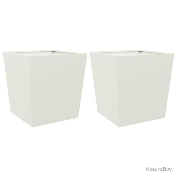 Jardini�re bac lit sur�lev� plantes fleurs jardin terrasses lot de 2 50 x 50 x 50 cm acier blanc 02