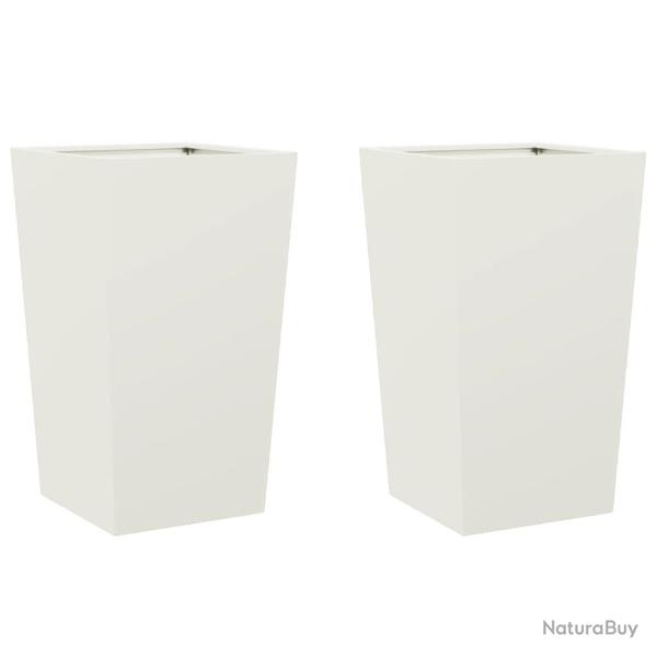 Jardini�re bac lit sur�lev� plantes fleurs jardin terrasses lot de 2 45 x 45 x 75 cm acier blanc 02