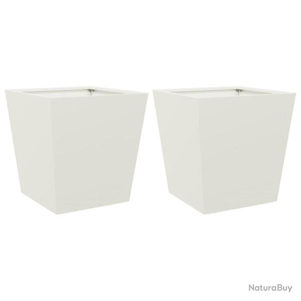Jardini�re bac lit sur�lev� plantes fleurs jardin terrasses lot de 2 40 x 40 x 40 cm acier blanc 02