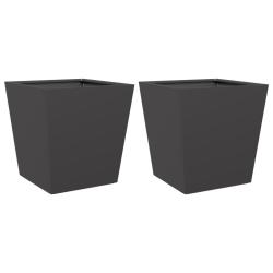 Jardini&egrave;re bac lit sur&eacute;lev&eacute; plantes fleurs jardin terrasses lot de 2 40 x 40 x 40 cm acier noir 02_