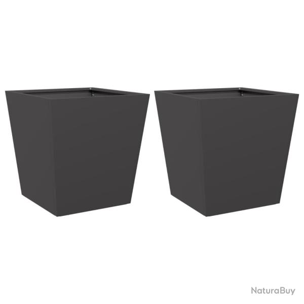 Jardini�re bac lit sur�lev� plantes fleurs jardin terrasses lot de 2 40 x 40 x 40 cm acier noir 02_