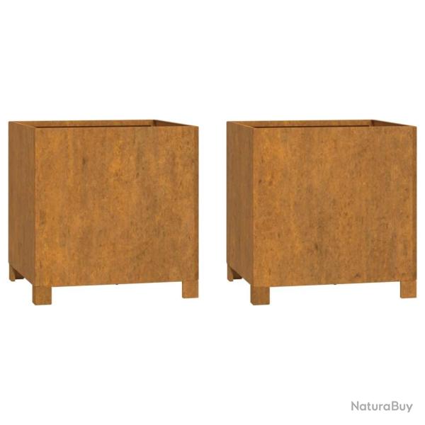Jardini�re bac lit sur�lev� plantes fleurs jardin terrasses avec pieds lot de 2 Rouill� 42 x 40 x 4