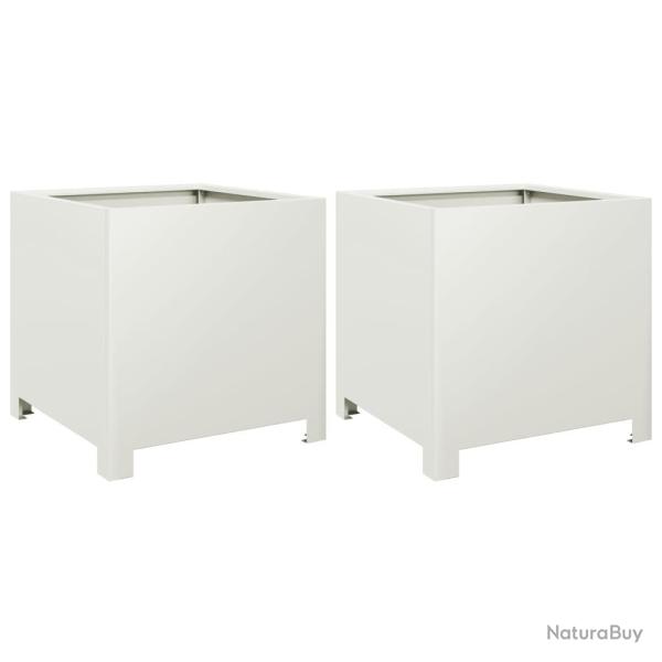 Jardini�re bac lit sur�lev� plantes fleurs jardin terrasses lot de 2 40 x 40 x 40 cm acier blanc 02
