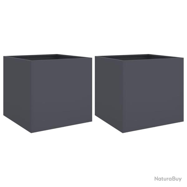 Jardini�re bac lit sur�lev� plantes fleurs jardin terrasses lot de 2 42 x 40 x 39 cm acier anthraci