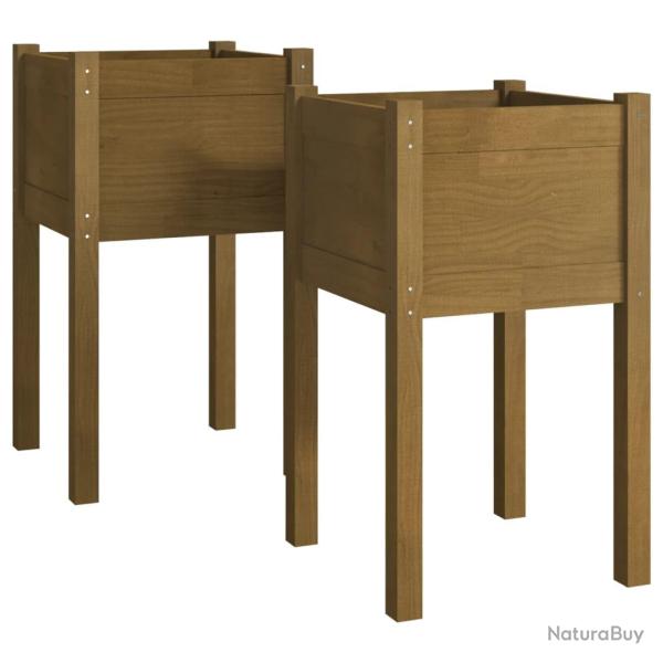 Jardini�re bac lit sur�lev� plantes fleurs jardin terrasses lot de 2 40 x 40 x 70 cm bois de pin ma