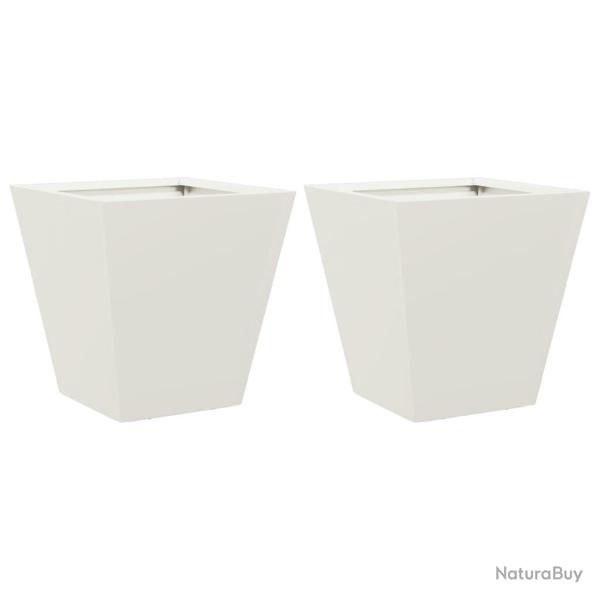 Jardini�re bac lit sur�lev� plantes fleurs jardin terrasses lot de 2 30 x 30 x 30 cm acier blanc 02