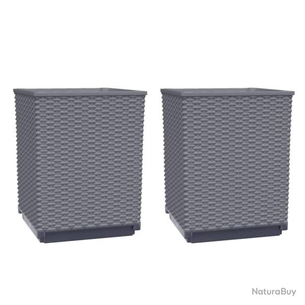 Jardini�re bac lit sur�lev� plantes fleurs jardin terrasses lot de 2 30 x 30 x 37 cm polypropyl�ne