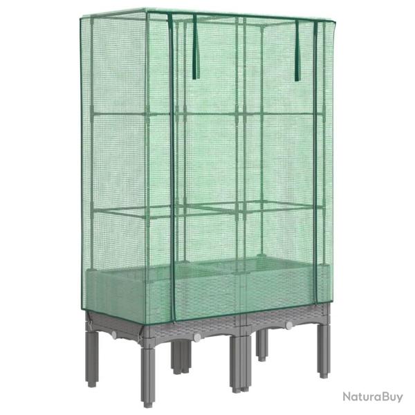 Jardini�re bac lit sur�lev� plantes fleurs terrasse jardin sur�lev�e avec housse aspect rotin 80 x