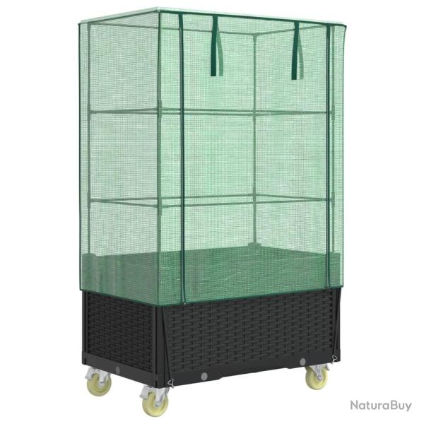 Jardini�re bac lit sur�lev� plantes fleurs terrasse jardin sur�lev�e avec housse et roues aspect ro