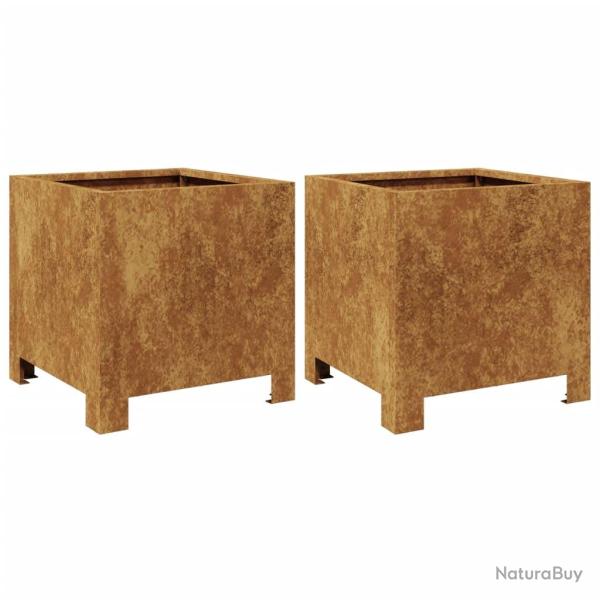 Jardini�re bac lit sur�lev� plantes fleurs jardin terrasses lot de 2 30 x 30 x 30 cm acier corten m