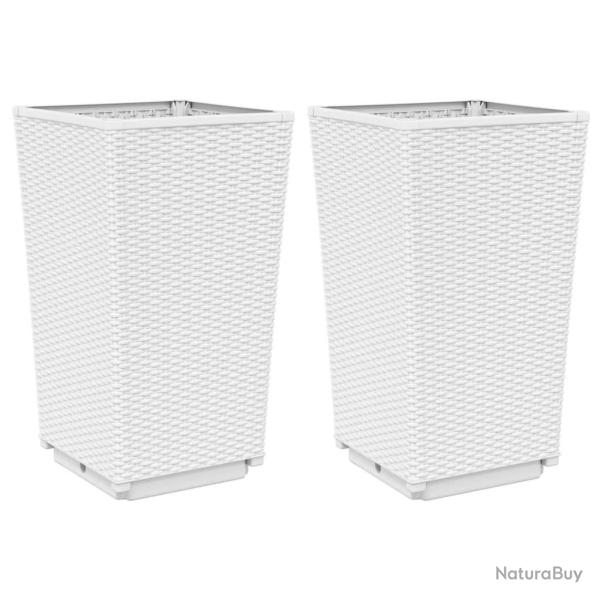 Jardini�re bac lit sur�lev� plantes fleurs jardin terrasses lot de 2 32,5 x 32,5 x 57 cm polypropyl