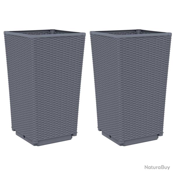 Jardini�re bac lit sur�lev� plantes fleurs jardin terrasses lot de 2 32,5 x 32,5 x 57 cm PP gris 02