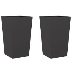 Jardini&egrave;re bac lit sur&eacute;lev&eacute; plantes fleurs jardin terrasses lot de 2 45 x 45 x 75 cm acier noir 02_