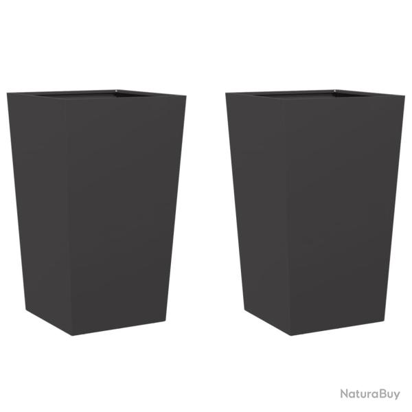 Jardini�re bac lit sur�lev� plantes fleurs jardin terrasses lot de 2 45 x 45 x 75 cm acier noir 02_