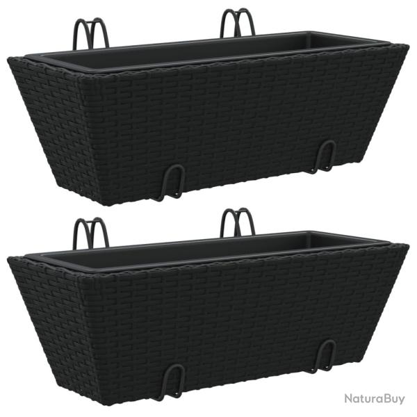 Jardini�re bac lit sur�lev� plantes fleurs jardin terrasses avec crochets lot de 2 r�sine tress�e n