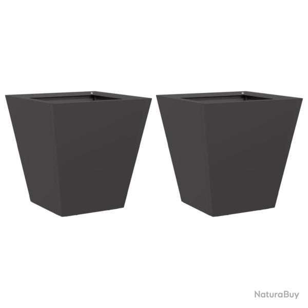 Jardini�re bac lit sur�lev� plantes fleurs jardin terrasses lot de 2 30 x 30 x 30 cm acier noir 02_