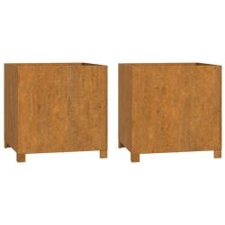 Jardini&egrave;re bac lit sur&eacute;lev&eacute; plantes fleurs jardin terrasses avec pieds lot de 2 Rouill&eacute; 49 x 47 x 5