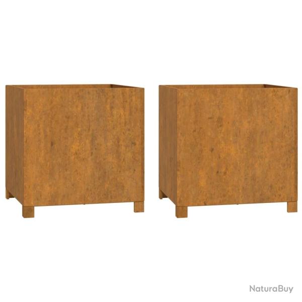Jardini�re bac lit sur�lev� plantes fleurs jardin terrasses avec pieds lot de 2 Rouill� 49 x 47 x 5